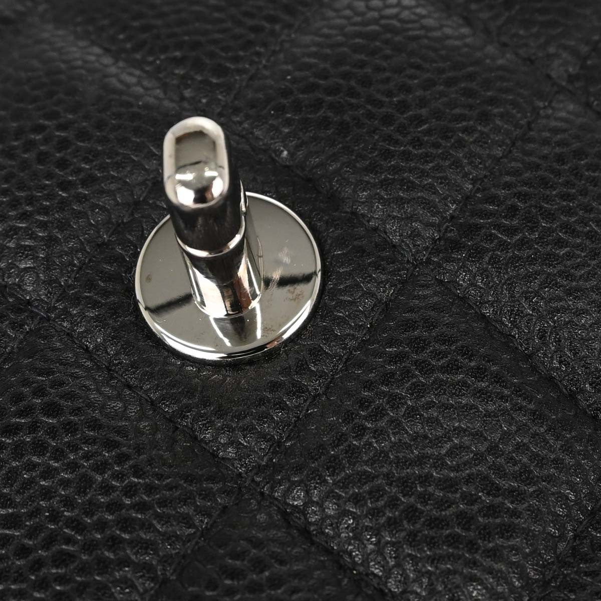Chanel Vintage Classic Top Handle Flap Quilted Caviar Black Calfskin Handbag (Pre-Owned)