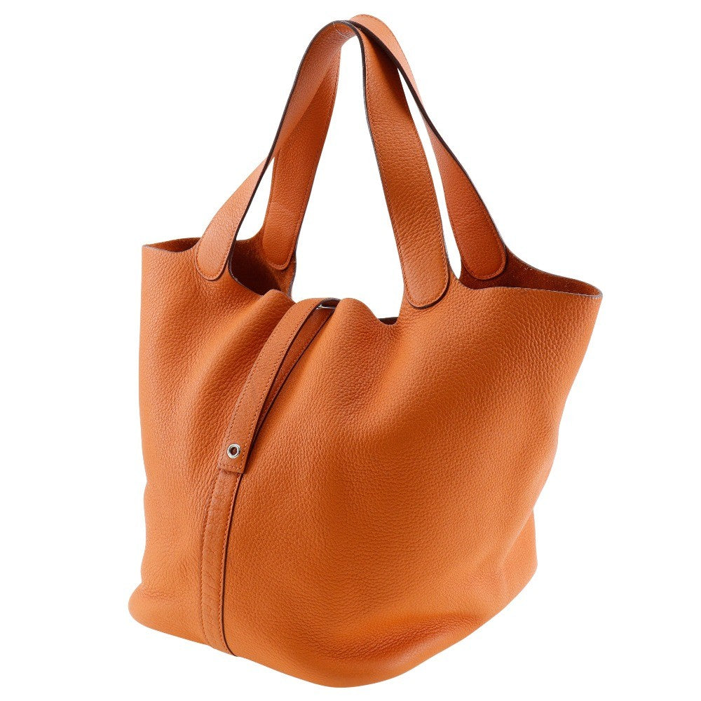 Hermes Picotin Lock Clemence Orange Leather Handbag (Pre-Owned)