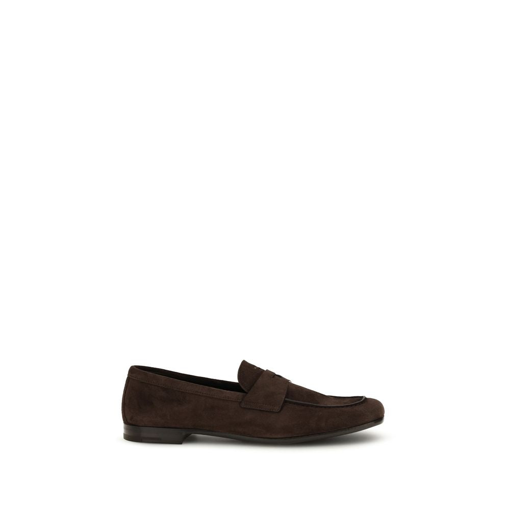 Prada Brown Calf Leather Bos Taurus Slip-On Men's Loafers