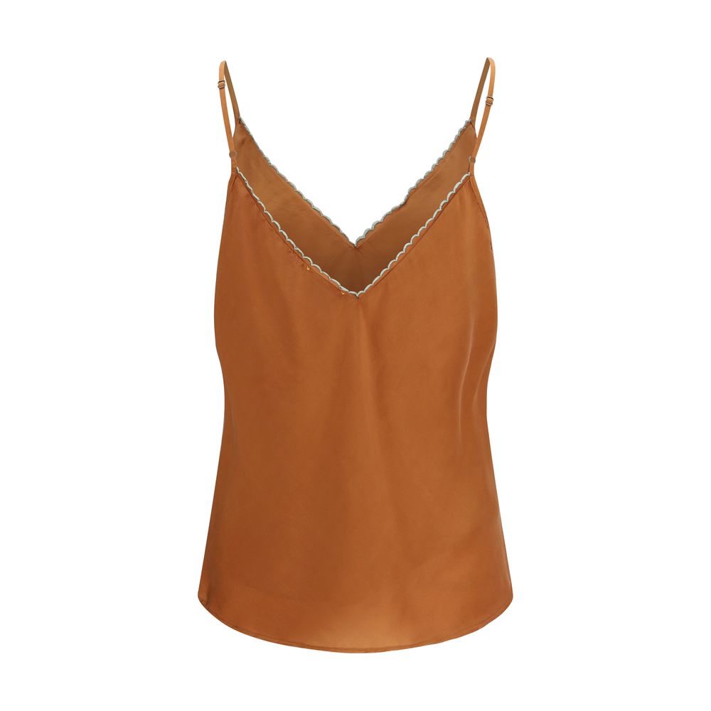 Forte_Forte Orange Silk Sleeveles Women's T-Shirt