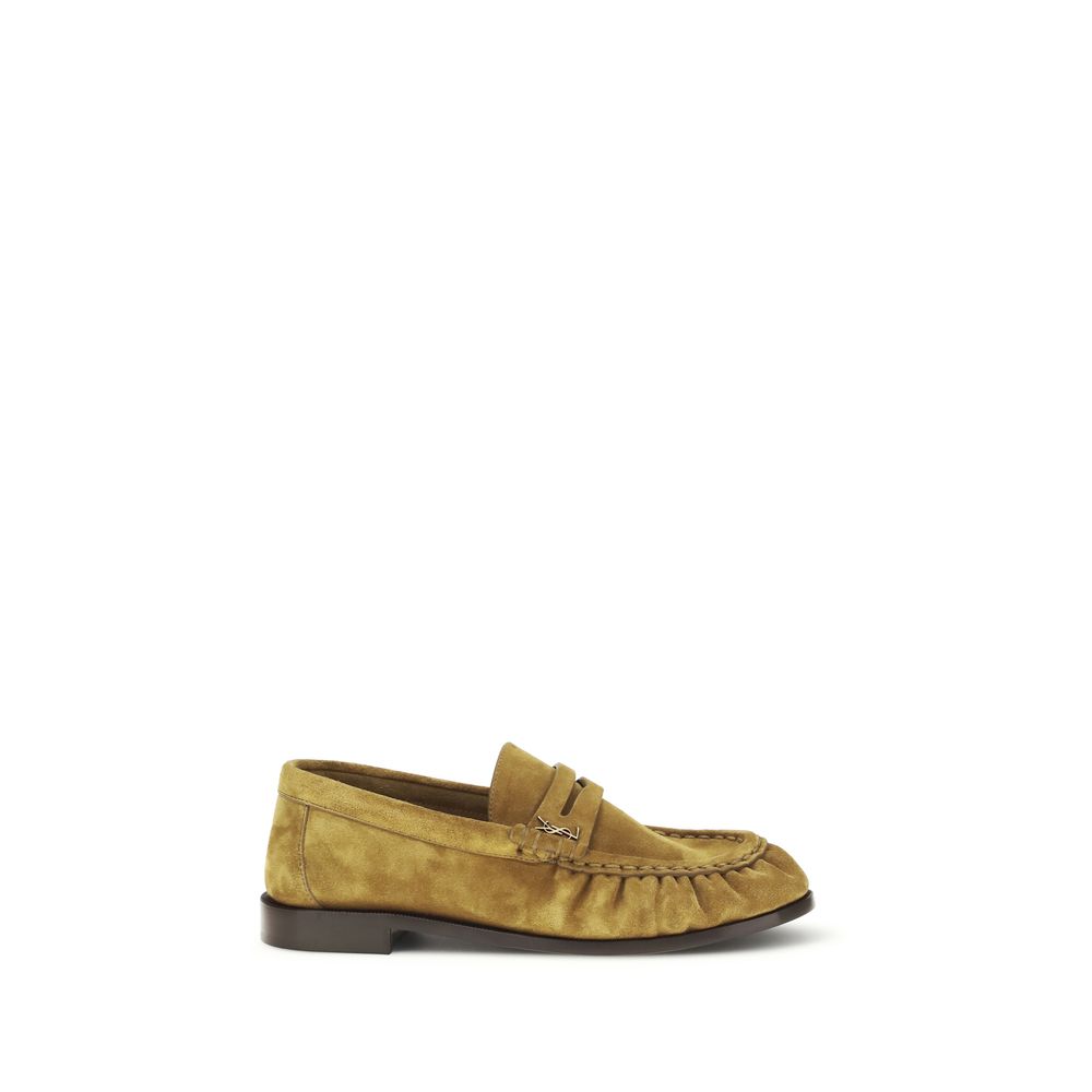 Saint Laurent Beige Calf Leather Bos Taurus Slip-On Women's Loafers