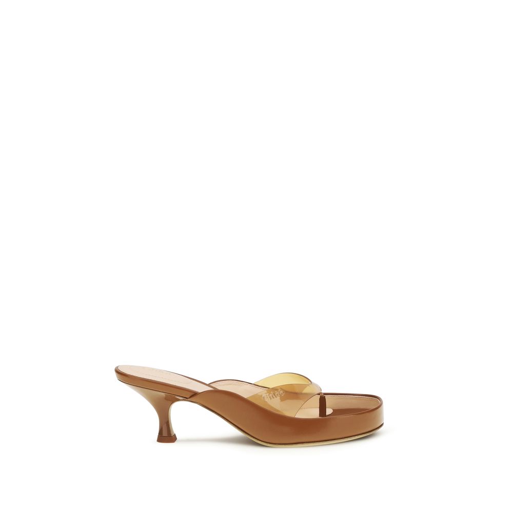 Chloé Brown Calf Leather Bos Taurus Stiletto Heel Women's Sandals