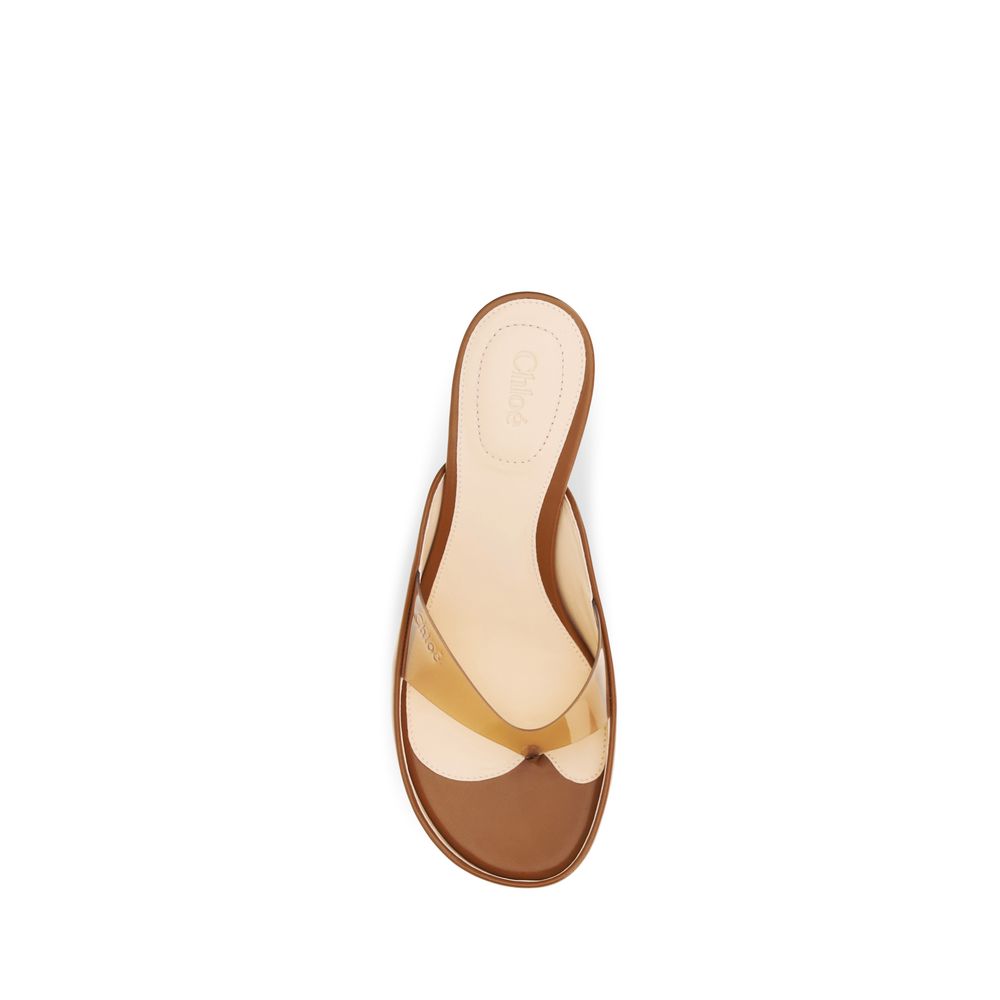 Chloé Brown Calf Leather Bos Taurus Stiletto Heel Women's Sandals