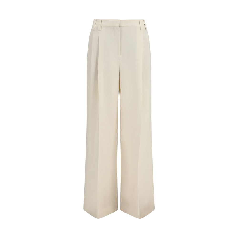 Brunello Cucinelli Beige Viscose Casual Women's Pants