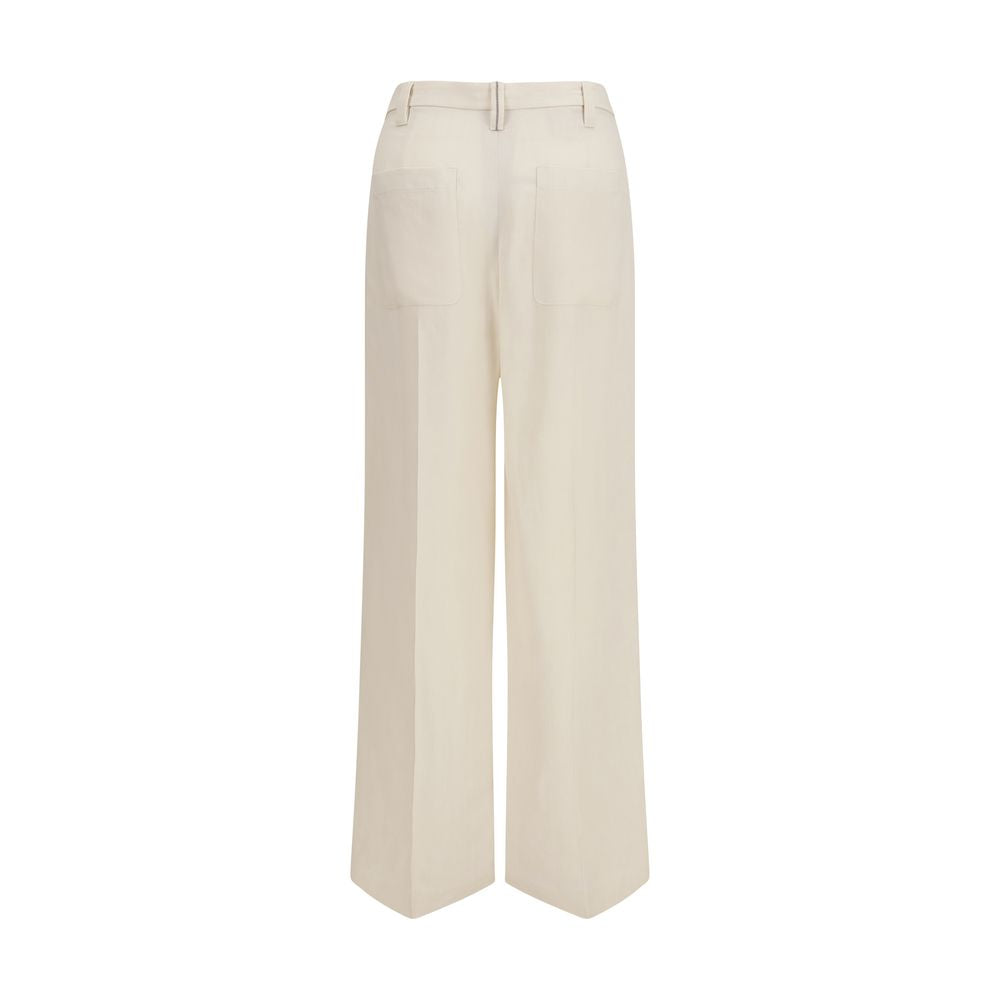 Brunello Cucinelli Beige Viscose Casual Women's Pants