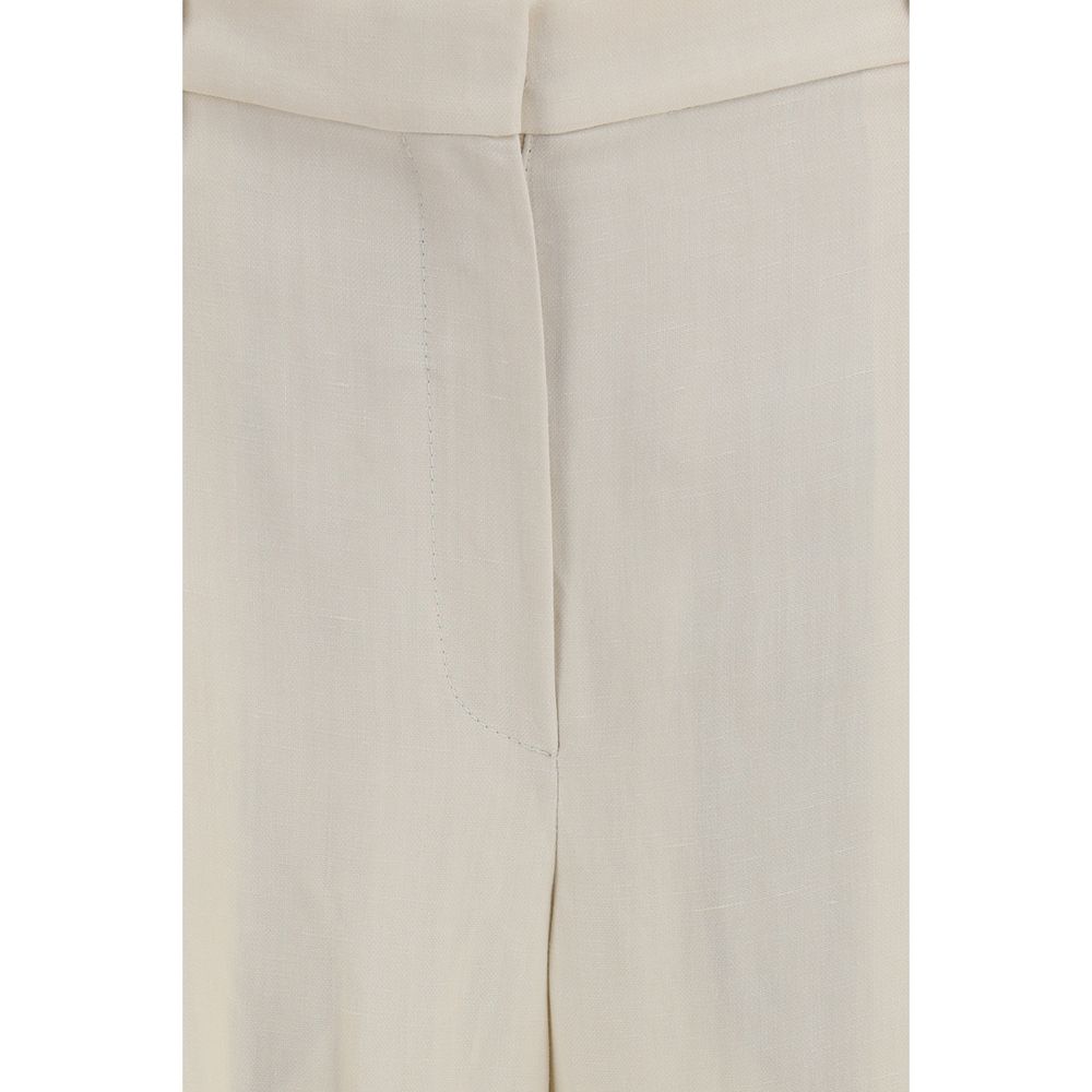 Brunello Cucinelli Beige Viscose Casual Women's Pants