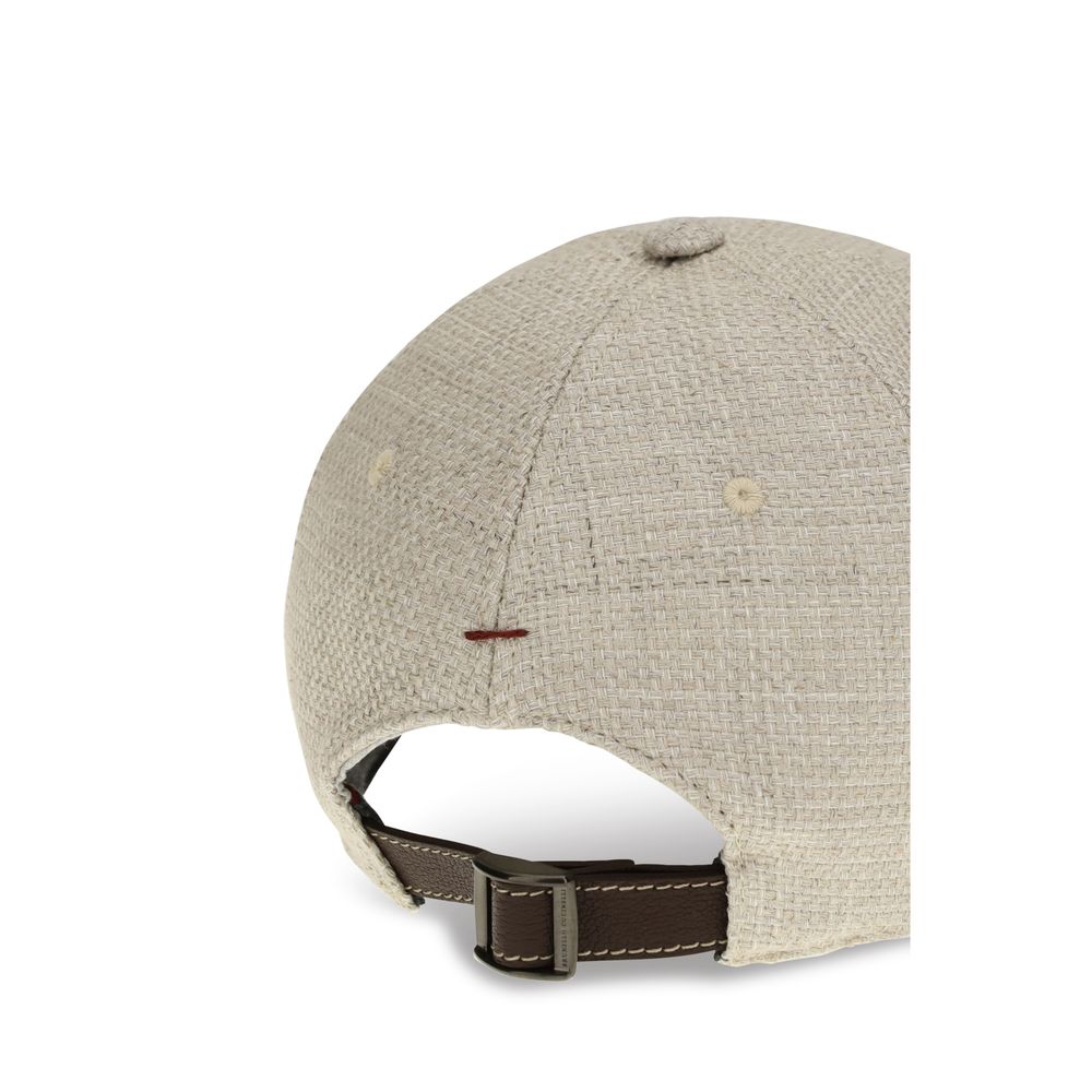 Brunello Cucinelli Beige Silk Cap (Baseball Men's Hat)