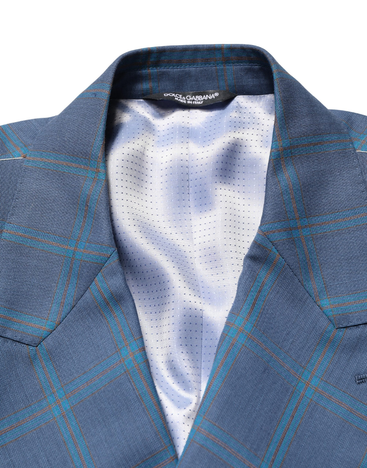 Dolce & Gabbana Blue Checked Double Breasted Men Suit Men's Jacket