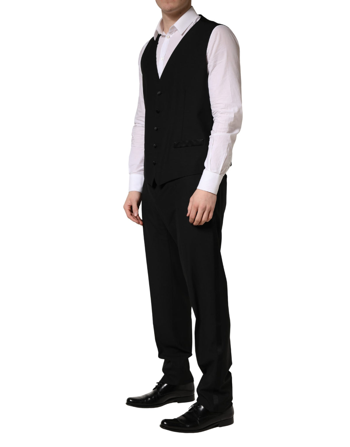 Dolce & Gabbana Black Wool Silk Saxophone Slim Fit 3Pc Men's Suit