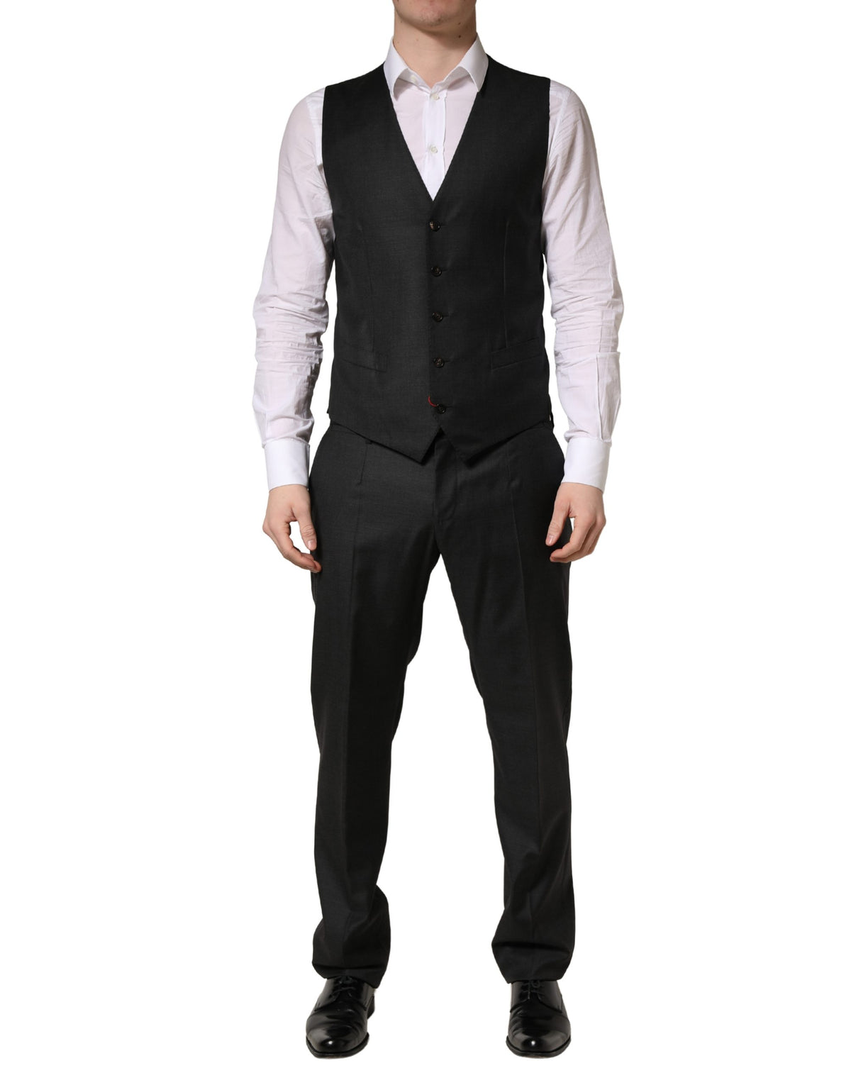 Dolce & Gabbana Dark Gray Wool Slim Fit Formal 3 Piece Men Men's Suit