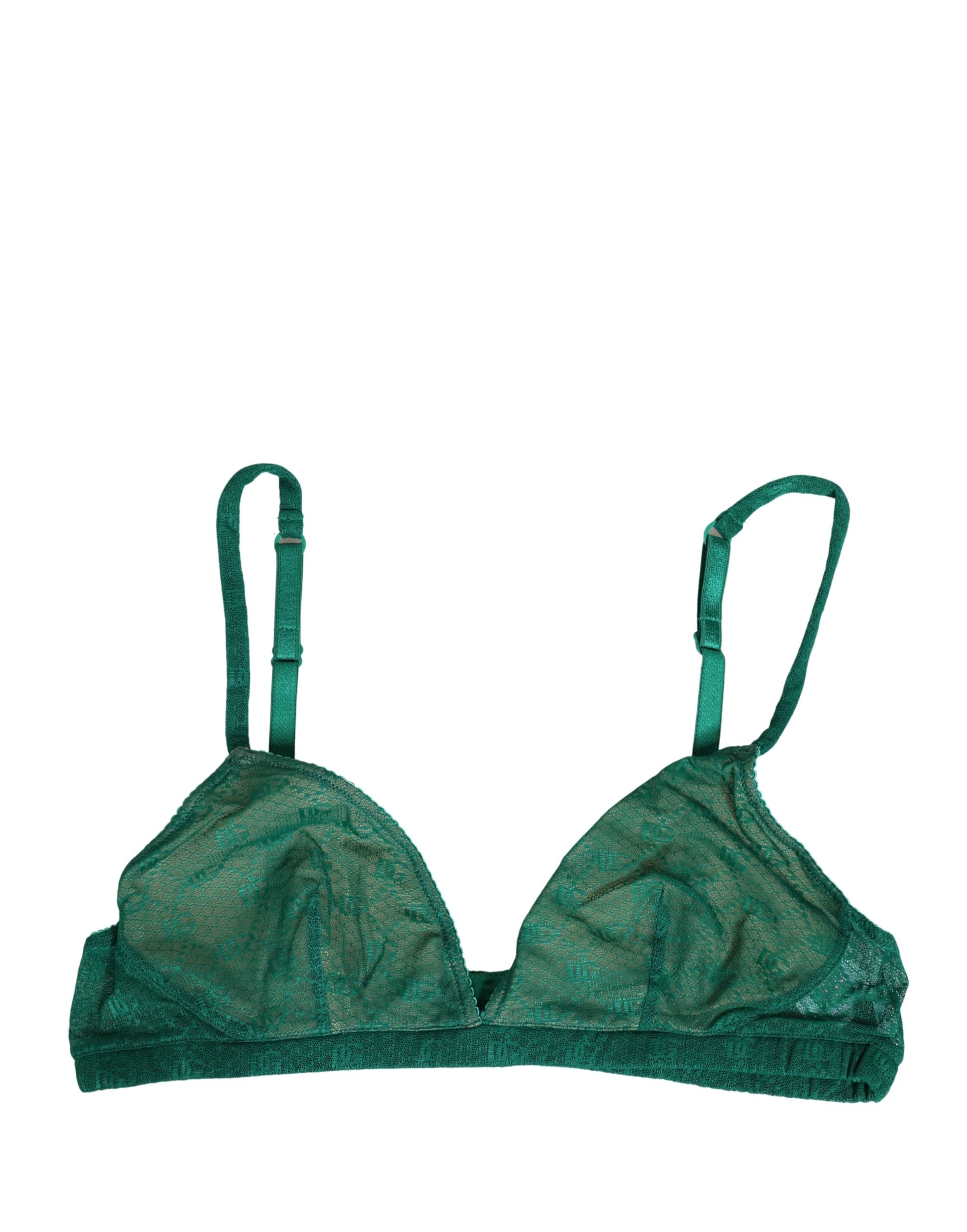 Dolce & Gabbana Green Nylon Stretch Soft Cup Brassiere Women's Underwear