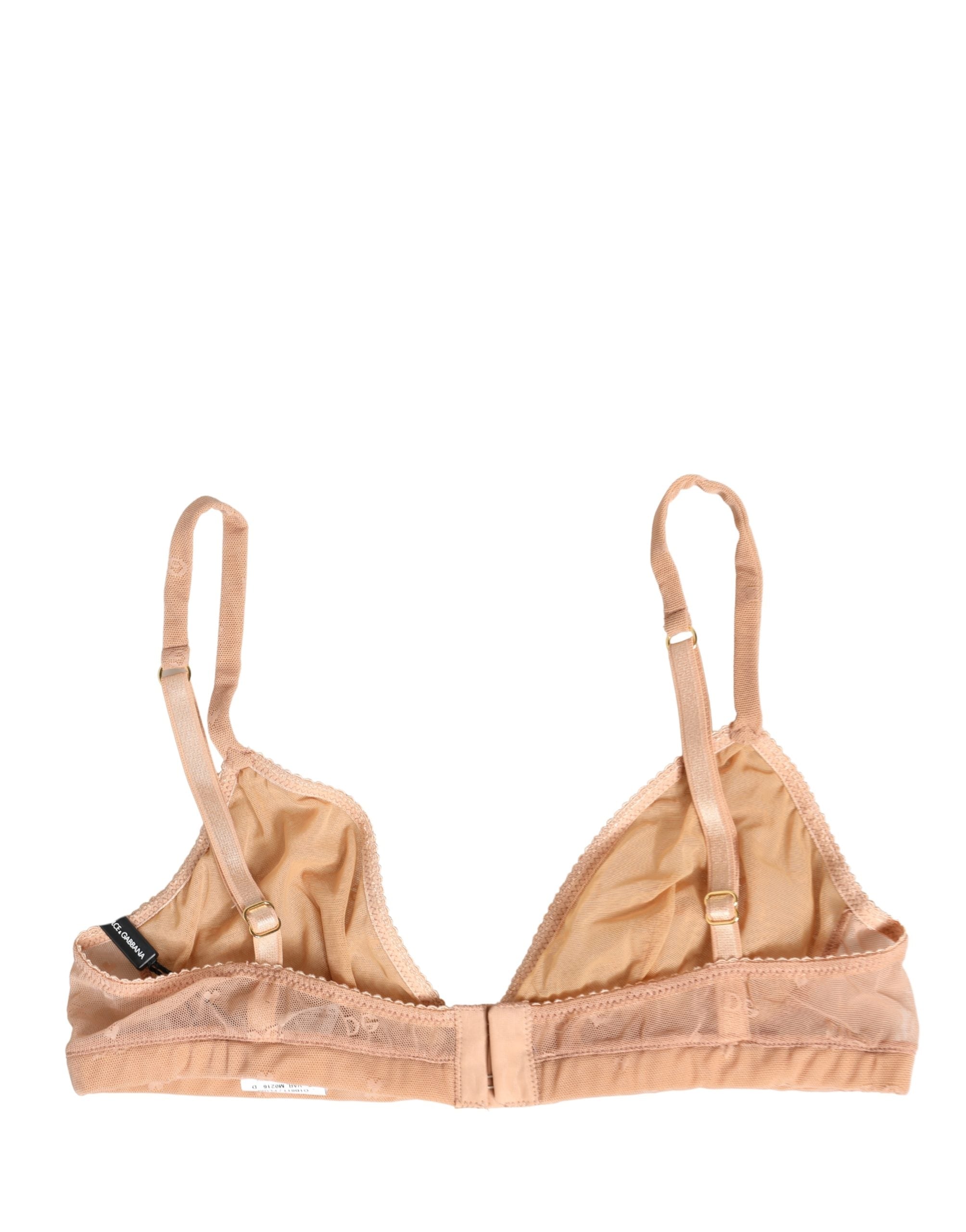 Dolce & Gabbana Beige Nylon Stretch Soft Cup Brassiere Women's Underwear
