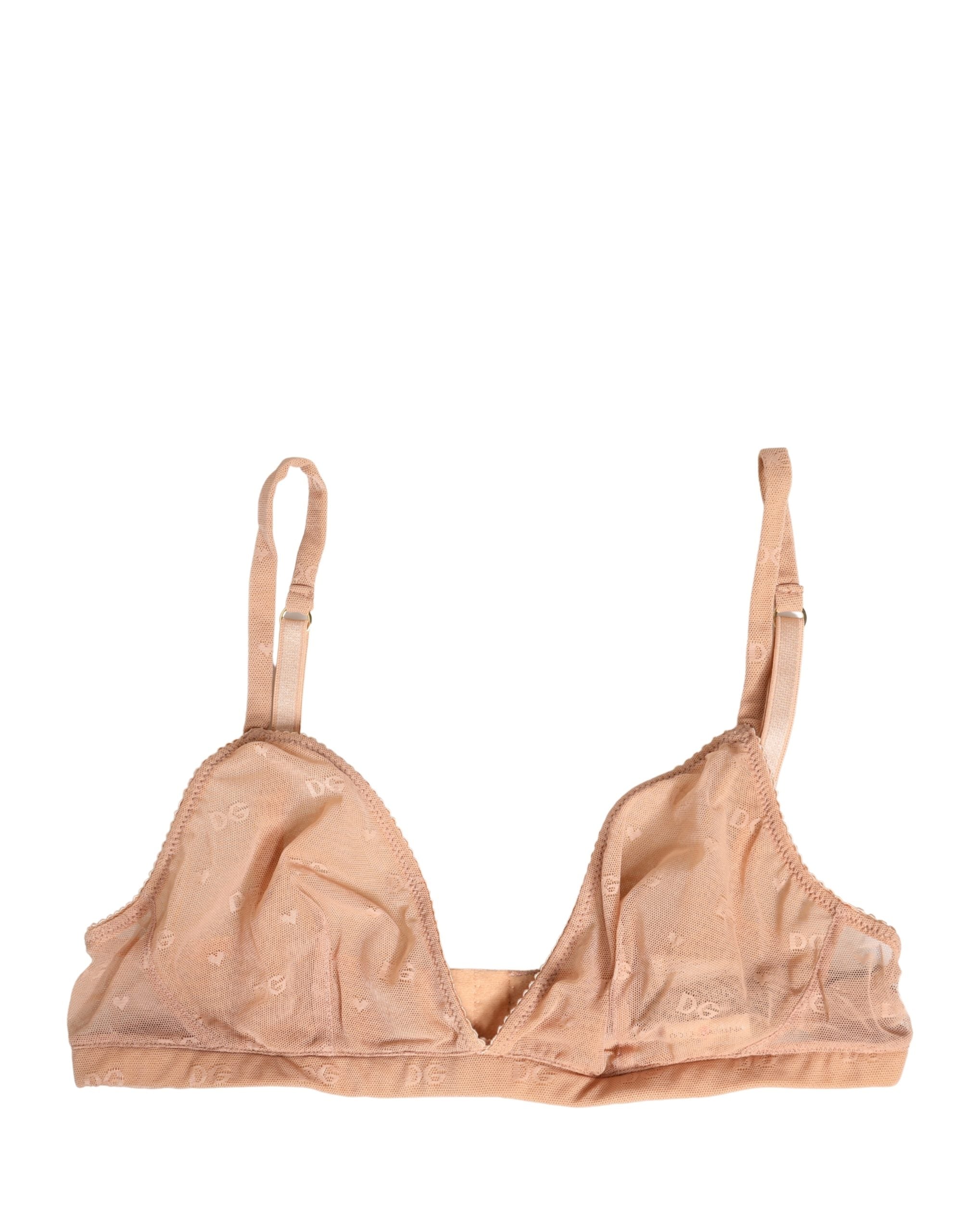 Dolce & Gabbana Beige Nylon Stretch Soft Cup Brassiere Women's Underwear