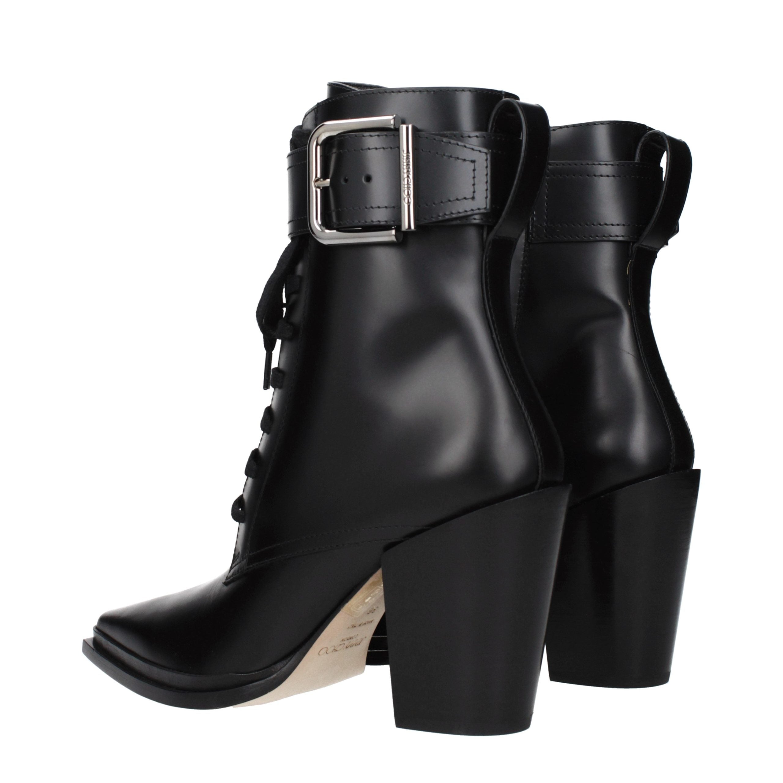 Jimmy Choo Black Leather Ankle Women's Boots