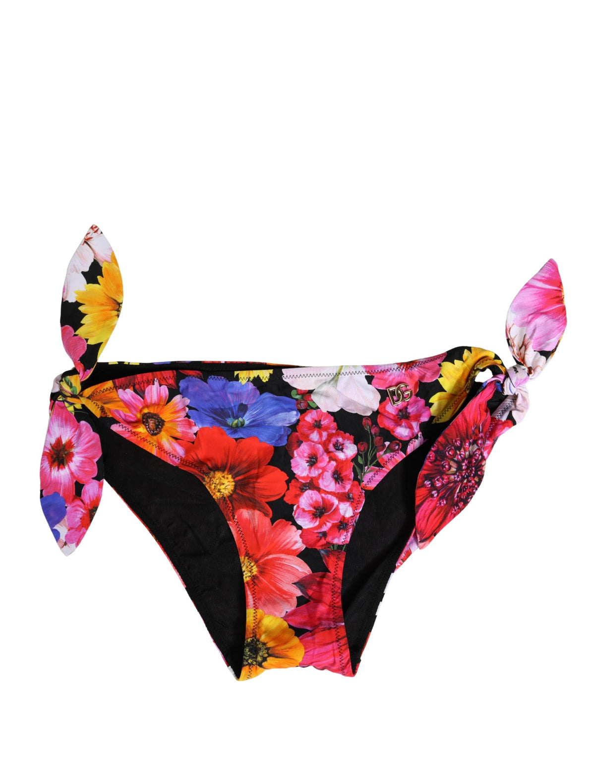 Dolce & Gabbana Black Floral Print Swimsuit Bikini Bottom Women's Swimwear