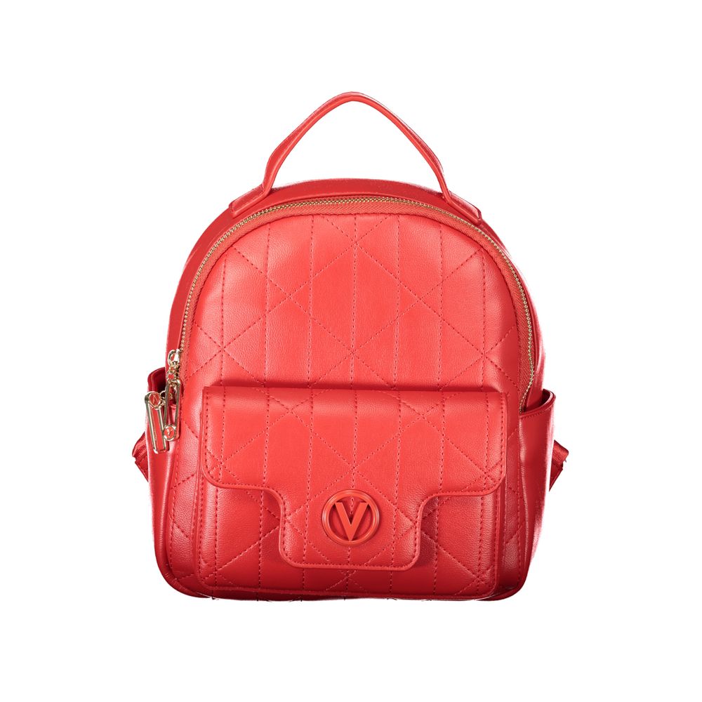 Mario Valentino Rosso Polyurethane Women's Backpack with External Women's Pockets