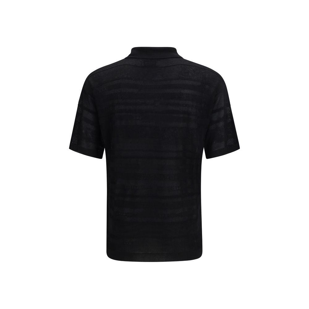 Laneus Black Cotton Polo Men's Shirt