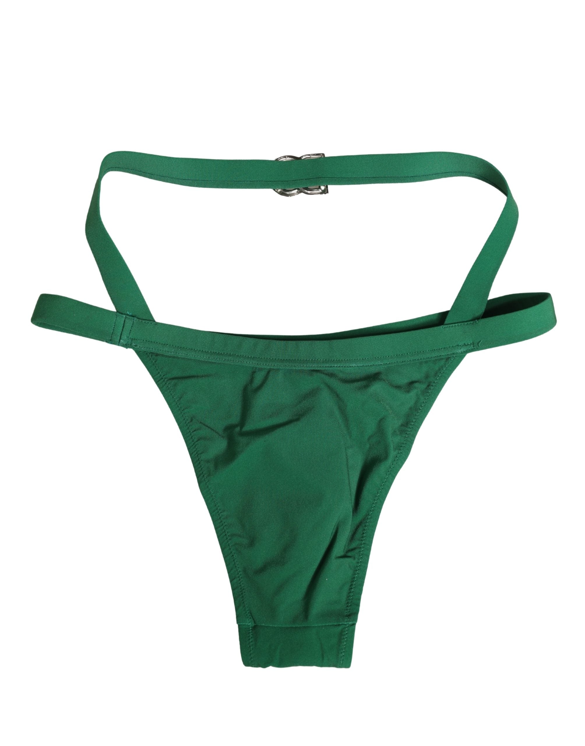 Dolce & Gabbana Green Logo Plaque Nylon Brief Panty Women's Underwear