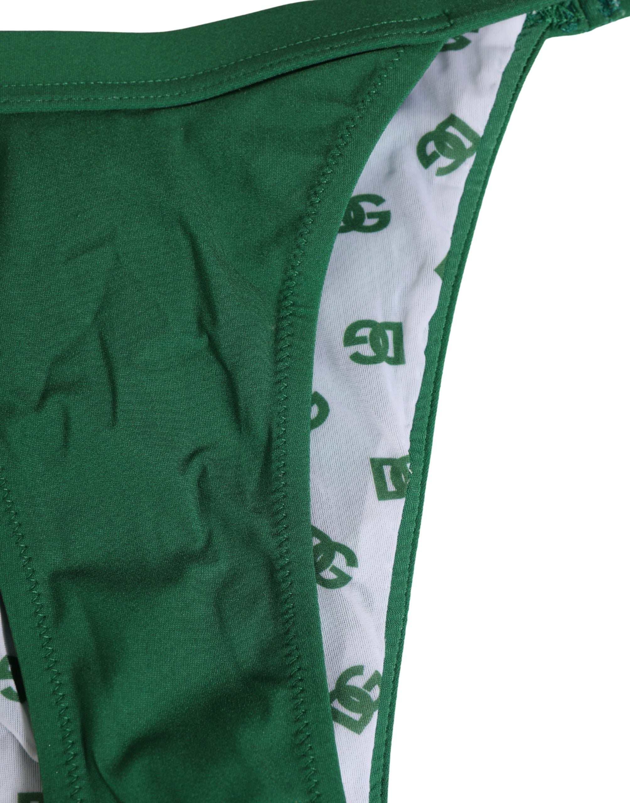 Dolce & Gabbana Green Logo Plaque Nylon Brief Panty Women's Underwear