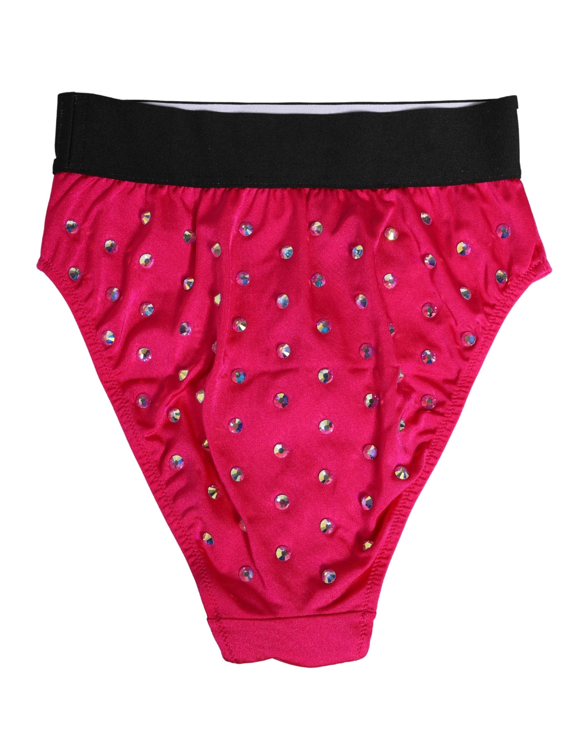 Dolce & Gabbana Pink Crystal High Waist Brief Panty Women's Underwear