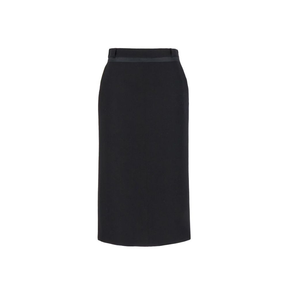 Fendi Black Virgin Wool Long Women's Skirt