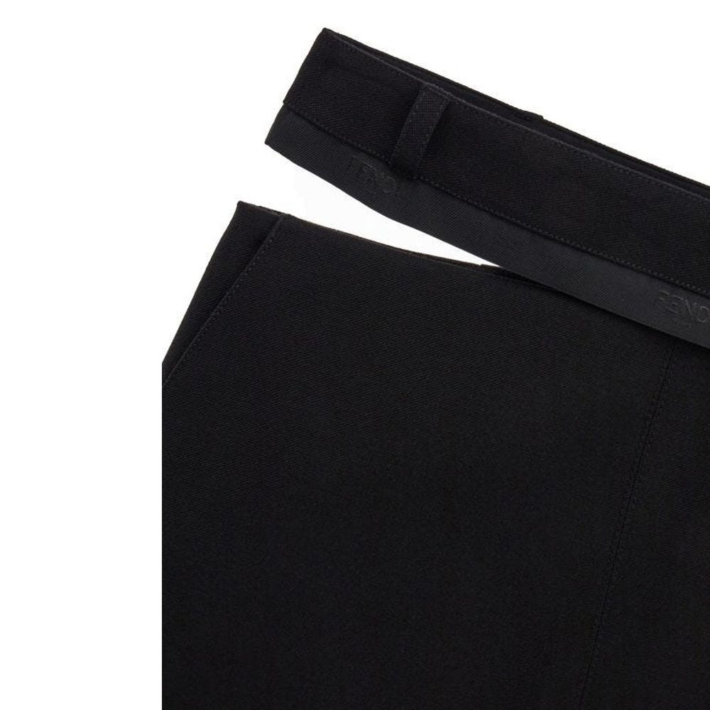 Fendi Black Virgin Wool Long Women's Skirt