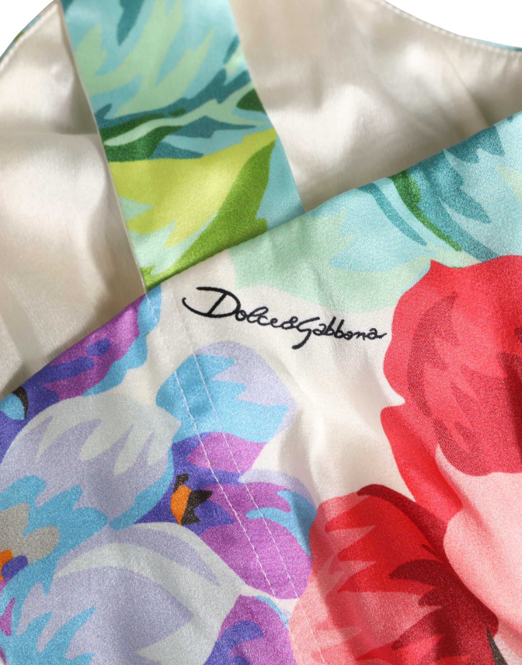 Dolce & Gabbana Multicolor Floral Print Silk Cropped Bustier Women's Top