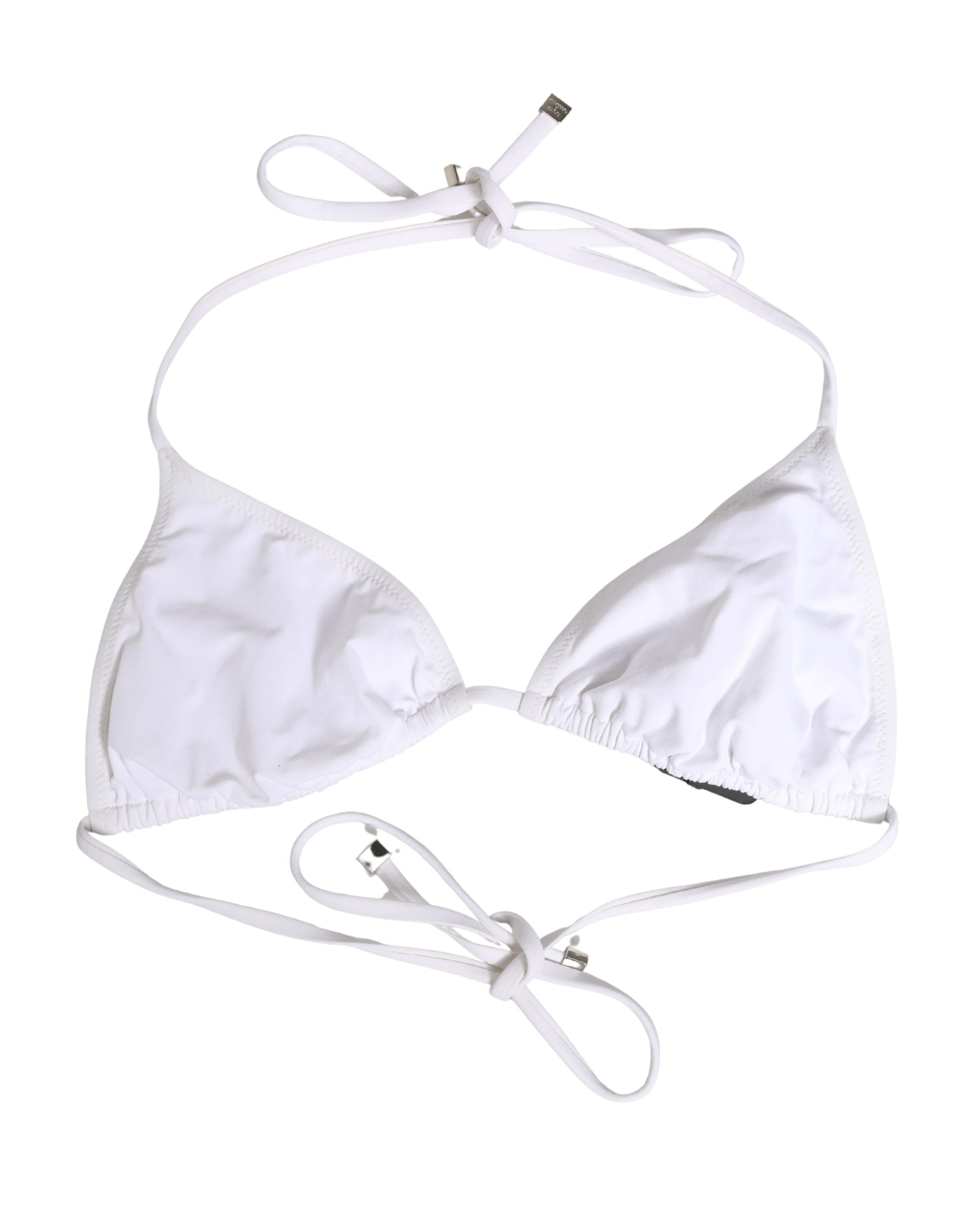 Dolce & Gabbana White Nylon Triangle Beachwear Bikini Top Women's Swimwear