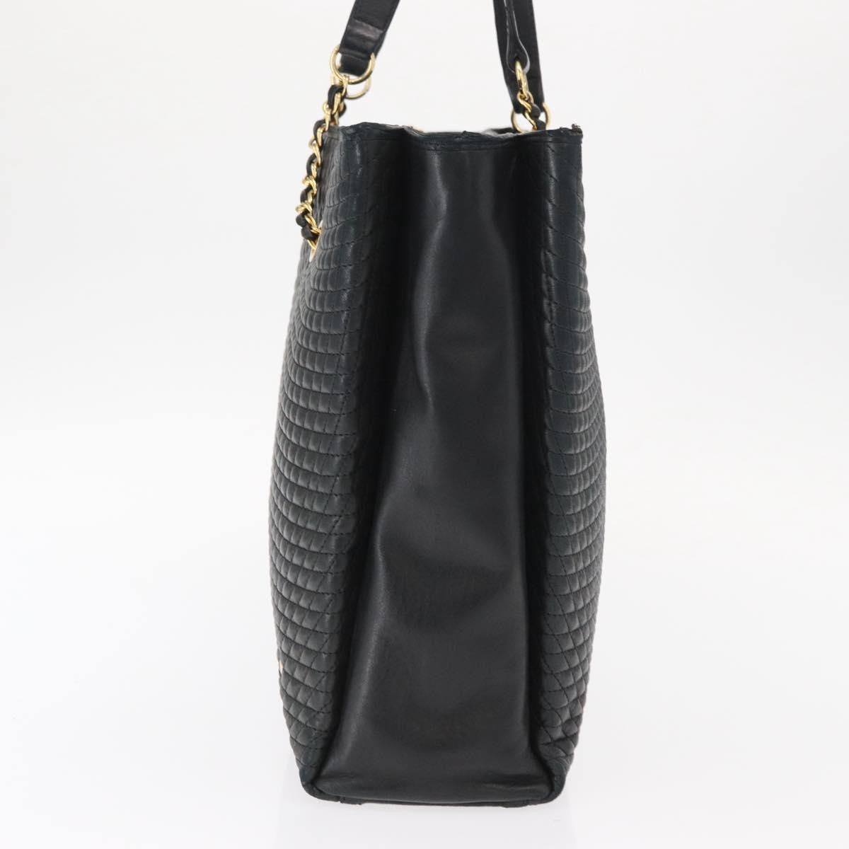Bally Vintage Quilted Leather Black Leather Tote Bag Bag (Pre-Owned)
