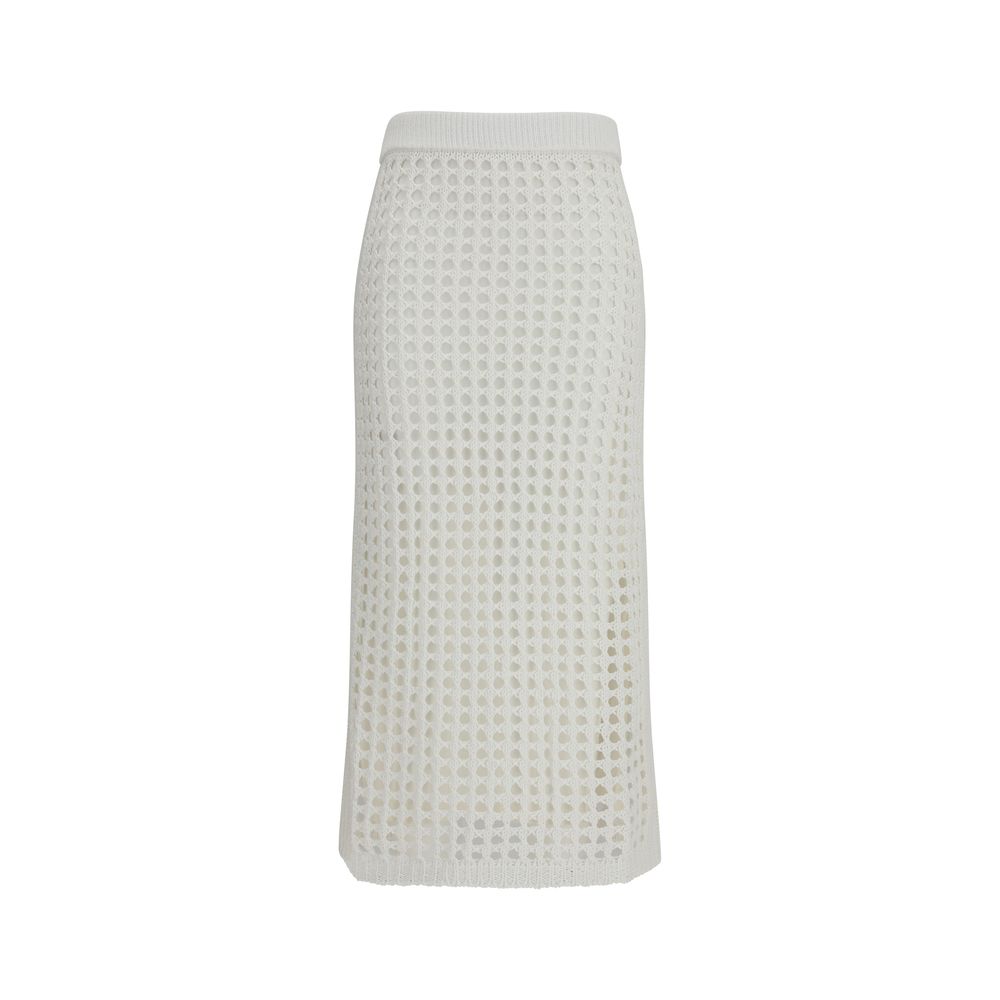 Max Mara Pure White Cotton Midi Women's Skirt