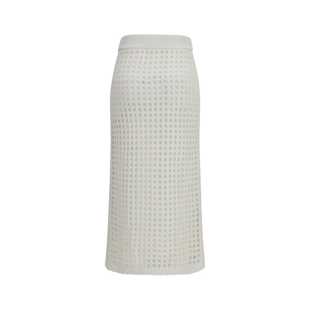Max Mara Pure White Cotton Midi Women's Skirt