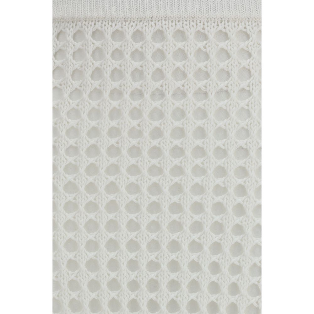 Max Mara Pure White Cotton Midi Women's Skirt