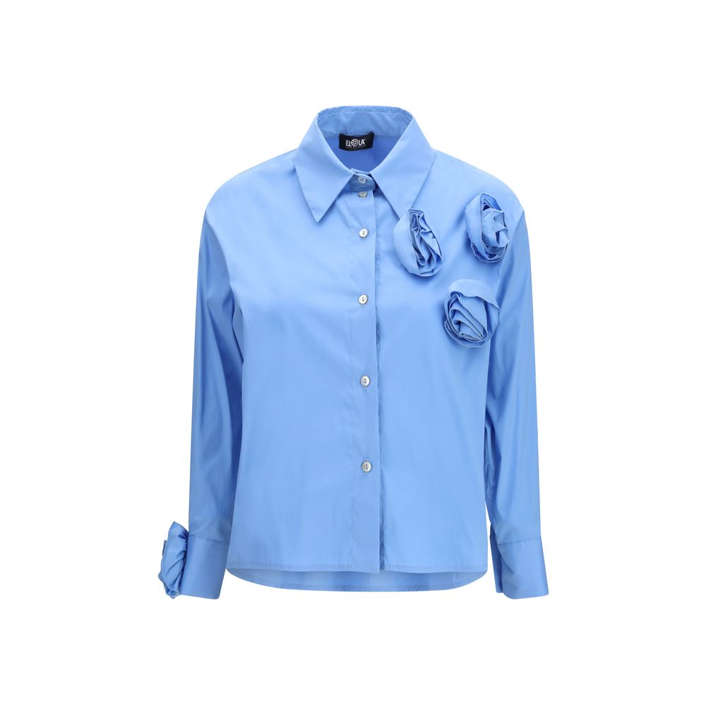 Ella Blue Cotton Pattern Women's Shirt