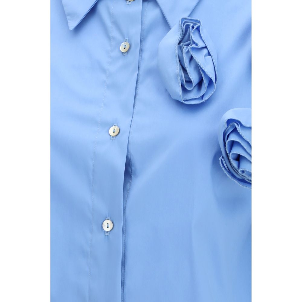 Ella Blue Cotton Pattern Women's Shirt