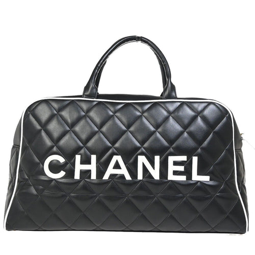 Chanel Matelassé Black Leather Travel Bag (Pre-Owned)