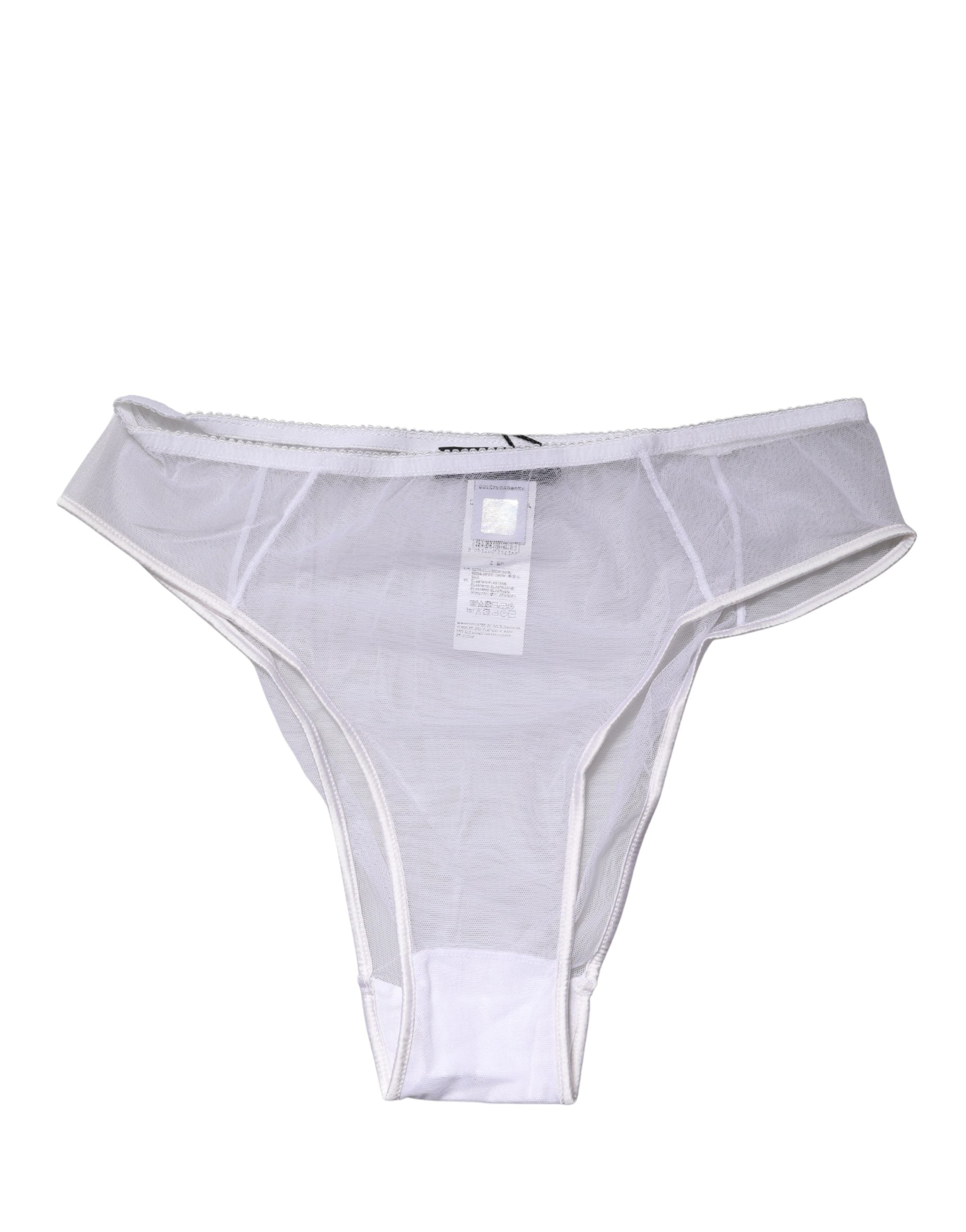 Dolce & Gabbana White Sheer Silk Stretch High Brief Women's Underwear