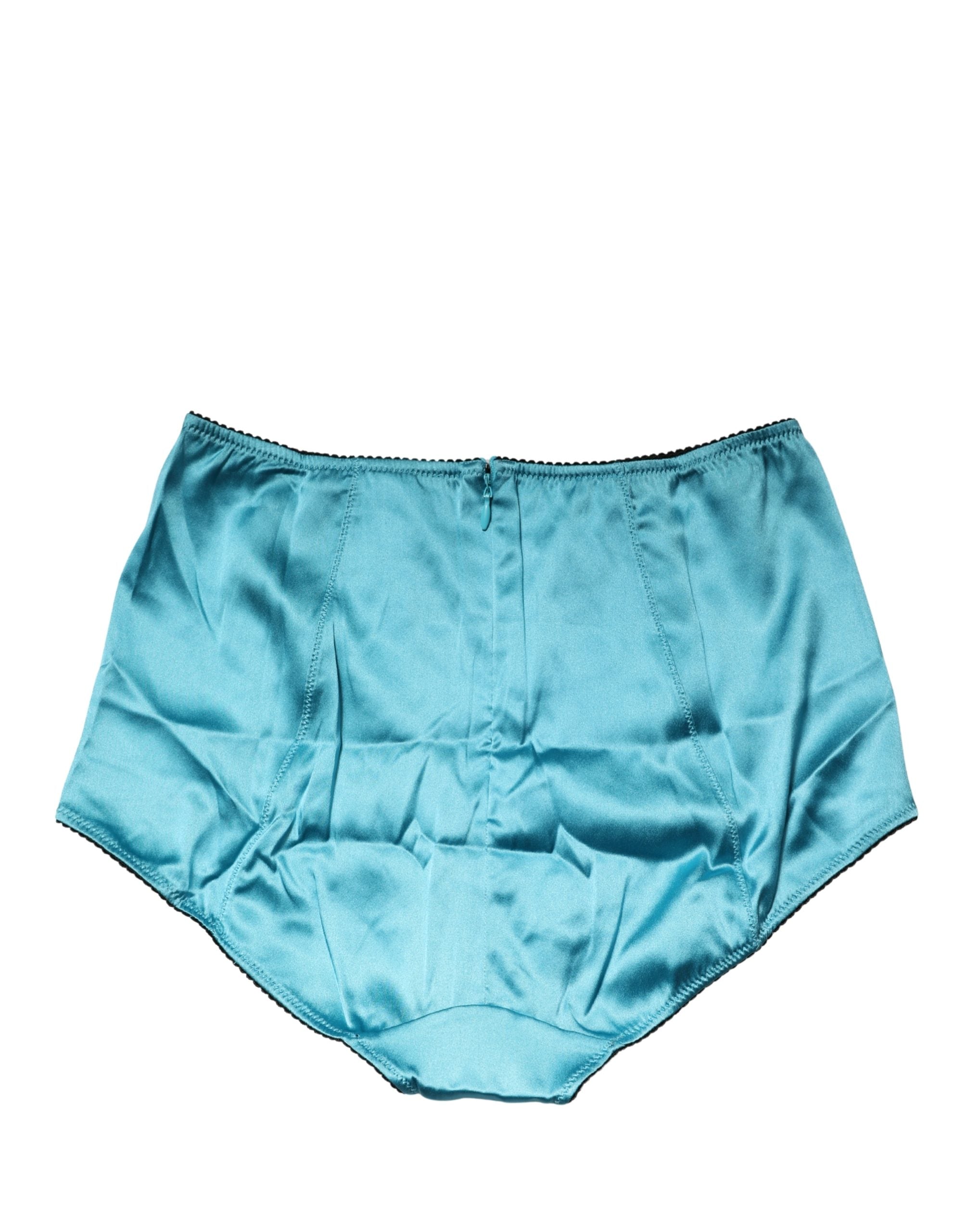 Dolce & Gabbana Blue Silk Blend High Waist Girdle Panty Women's Underwear