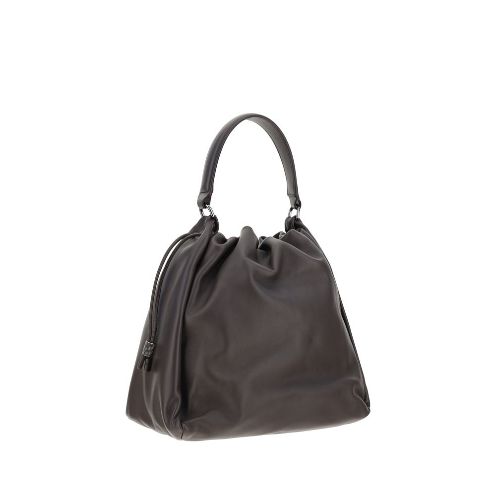 Brunello Cucinelli Brown Calf Leather Bos Taurus Shoulder Women's Bag