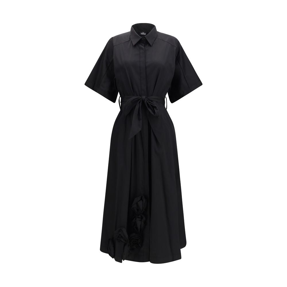 Ella Black Cotton Casual Women's Dress