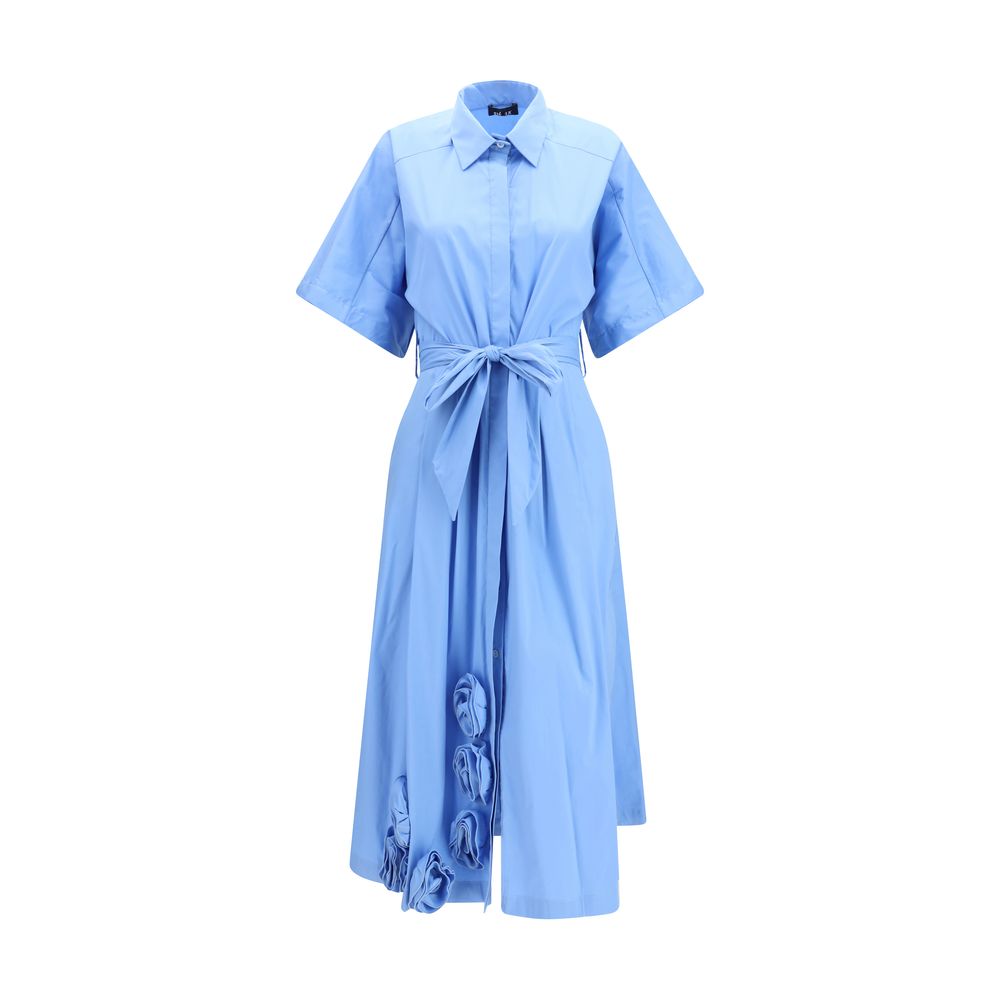 Ella Blue Cotton Casual Women's Dress