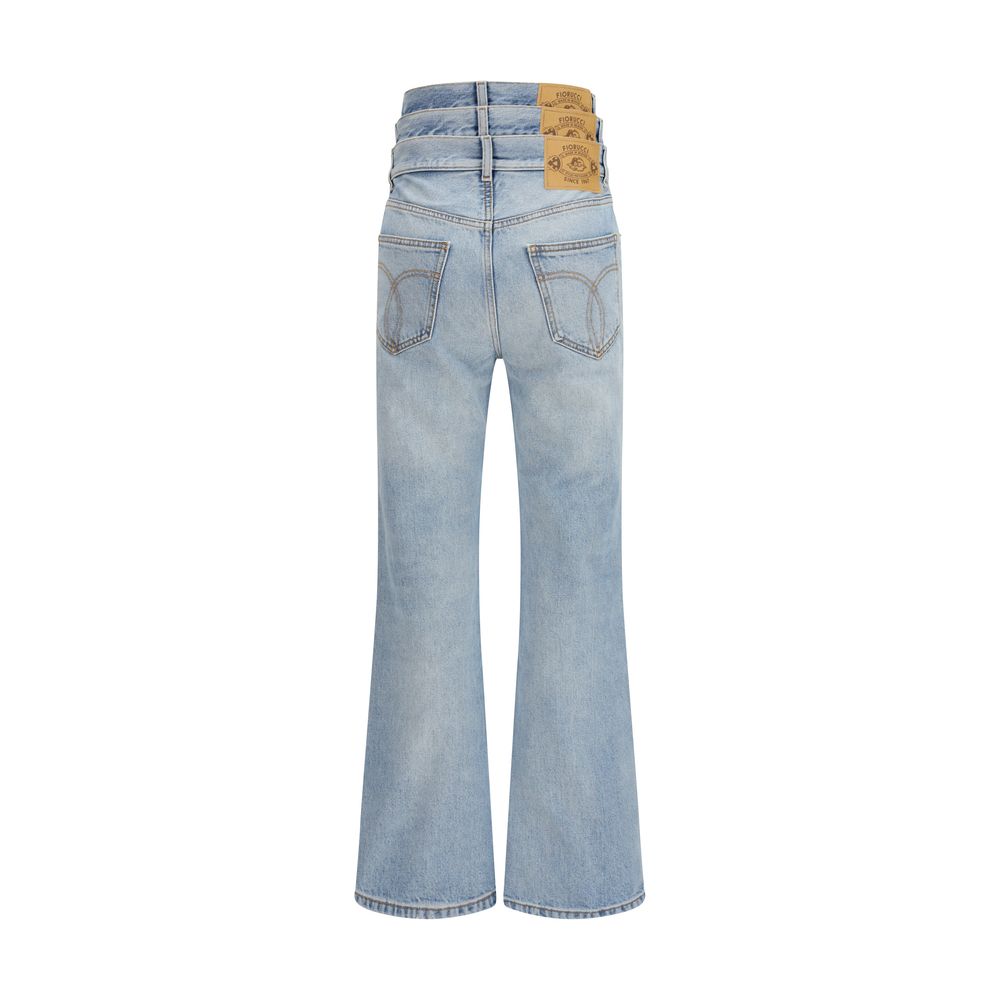 Fiorucci Blue Cotton Flared Women's Jeans