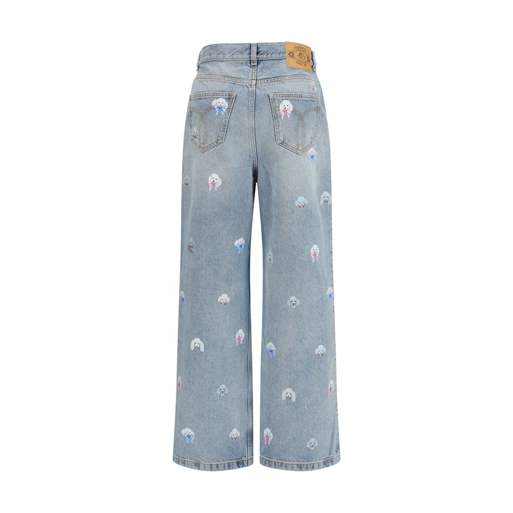 Fiorucci Blue Cotton Relaxed Fit Women's Jeans