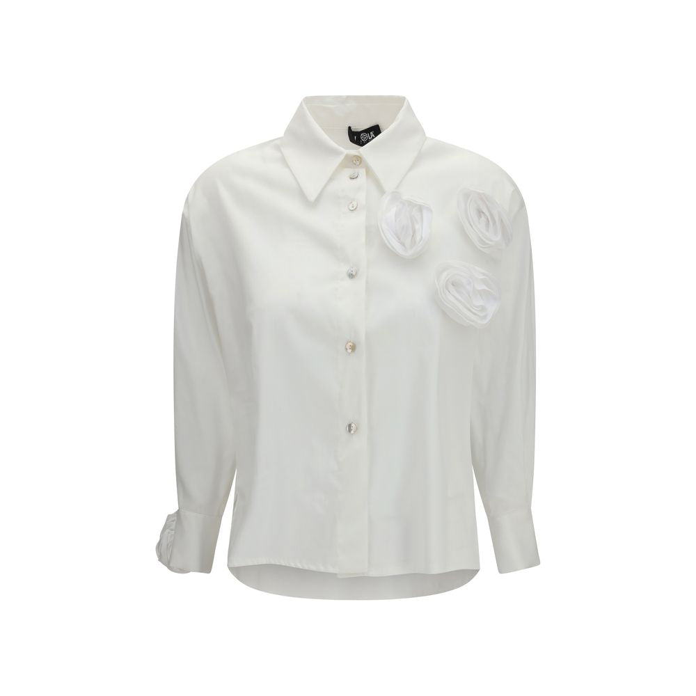 Ella White Cotton Pattern Women's Shirt