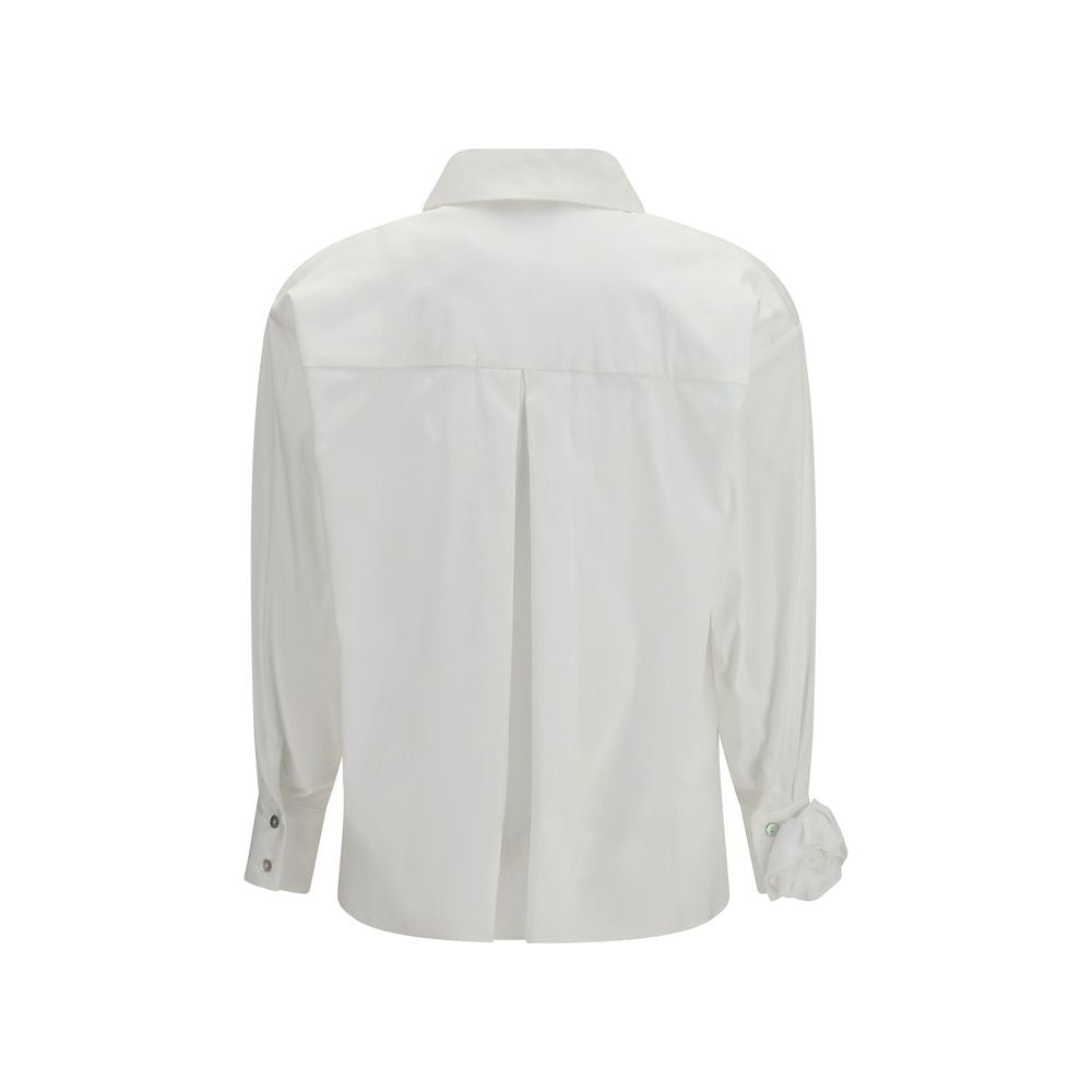 Ella White Cotton Pattern Women's Shirt