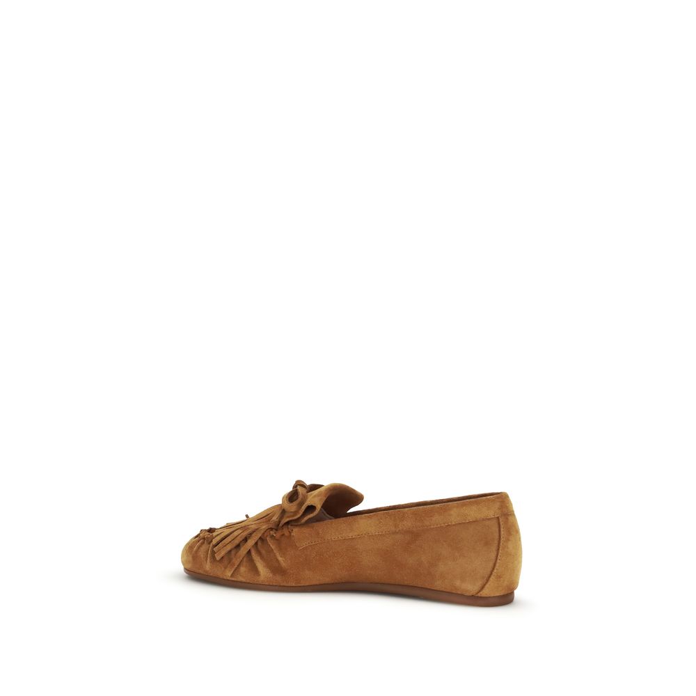 Stuart Weitzman Brown Calf Leather Bos Taurus Slip-On Women's Loafers