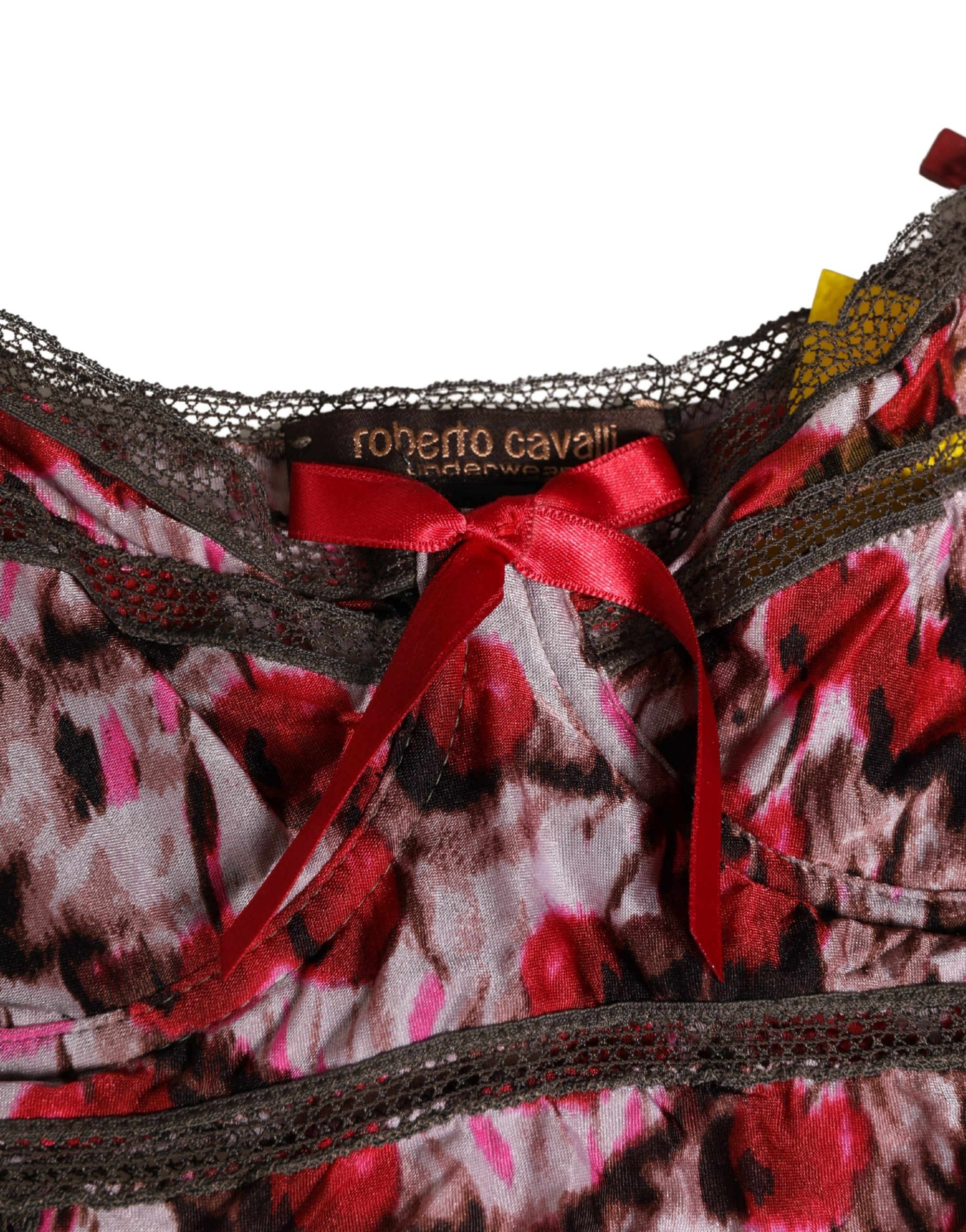 Roberto Cavalli Multicolor CherryPrint Lace Bodysuit Women's Underwear