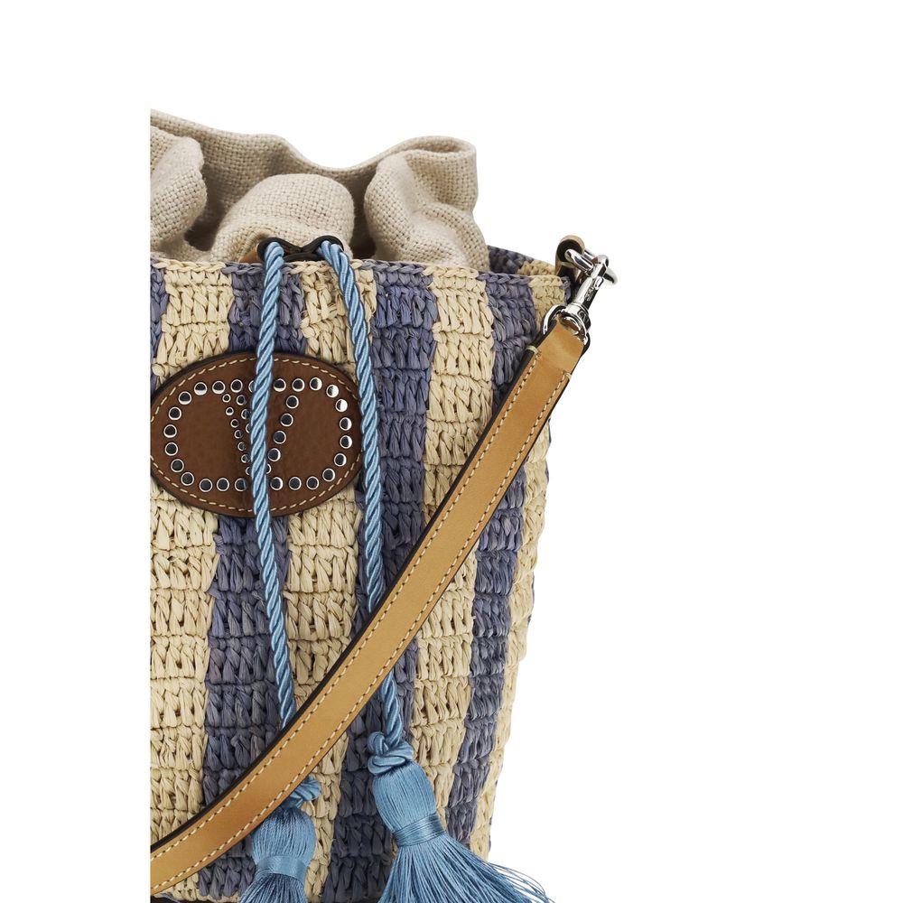 Valentino Garavani Blue Raffia Backet Women's Bag