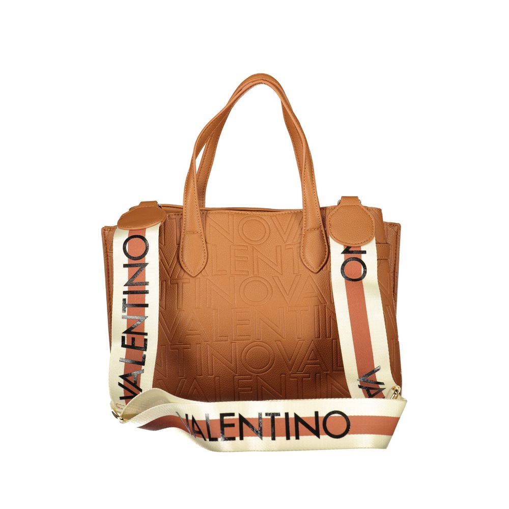 Mario Valentino Brown Polyurethane Women's Bag with Adjustable Shoulder Women's Strap