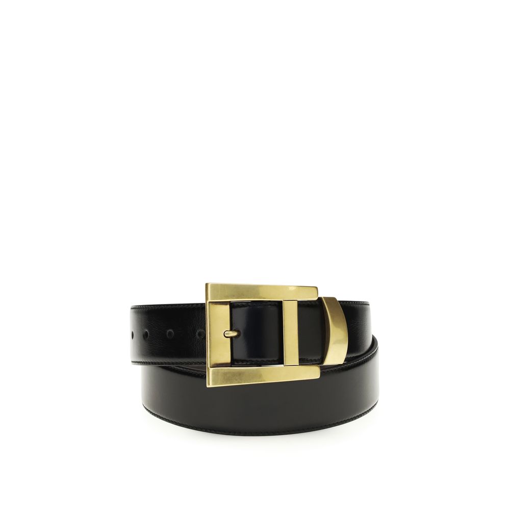 Versace Black Calf Leather Bos Taurus Regular Men's Belt