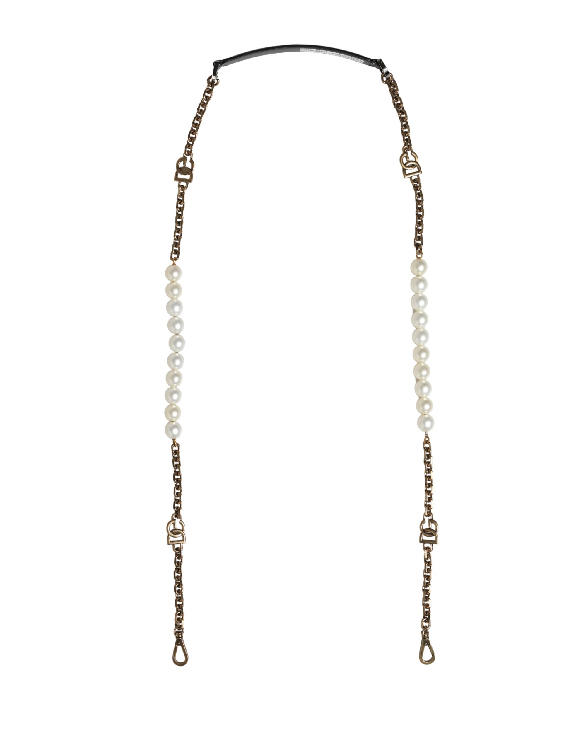 Dolce & Gabbana Black Leather Gold Chain Bag Accessory Shoulder Women's Strap